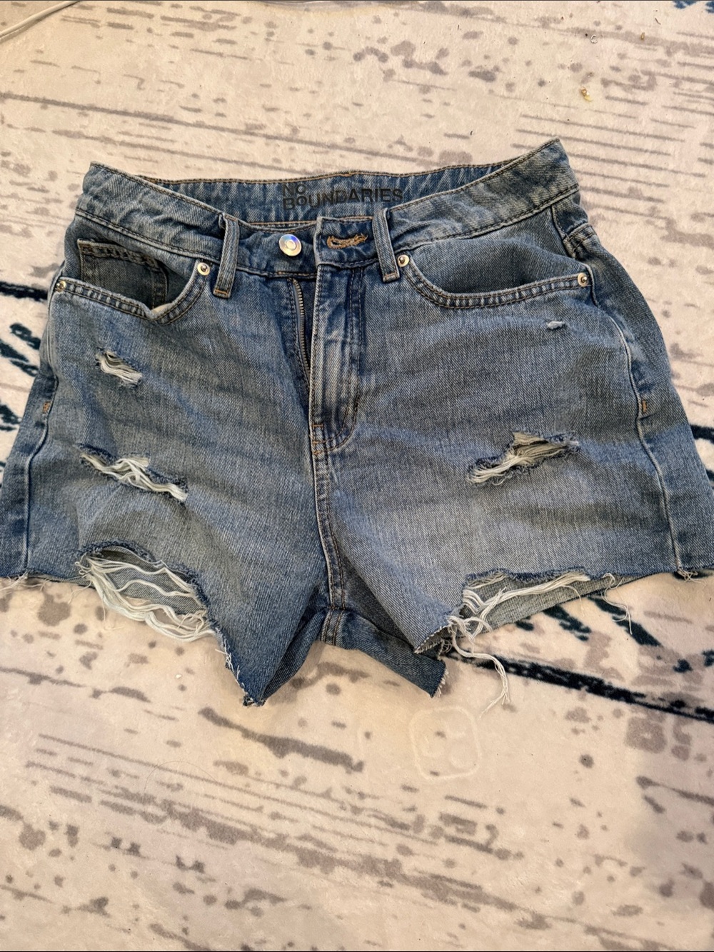 No Boundaries Distressed Light Blue Denim Shorts